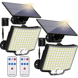 2 Takım Güneş Enerjili Dış Mekan Işıkları Hareket Sensörü IP65 Su Geçirmez Bahçe Duvar Lambası Dış Mekan Için 106 LED Güneş Projektör Işıkları (Yurt Dışından)