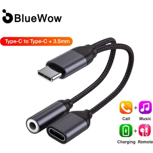 [mobil Için]bluewow 2 In 1 USB C Splitter Kulaklık Aux Tip C ZJX-009 Tip C - 3,5 mm Şarj Ses Jak Adaptörü Akıllı Telefon Android Için Ses Kablosu Dönüştürücü (Yurt Dışından)