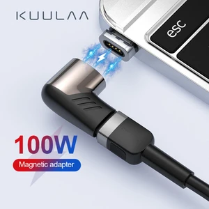 Kuulaa 100W USB Tip C Manyetik Adaptör Tip-C Erkek USB C Dişi Mıknatıs Konektörü Mackbook Pro Huawei Için (Yurt Dışından)