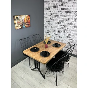 Hey Modüler Mobilya Handan Mutfak Yemek Masası Balkon Masası Kavisli Köşe Metal Siyah Ayak 110*70 cm