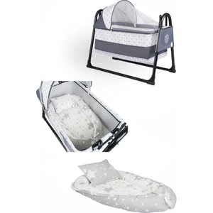 Sallanır Sepet Beşik Bebek Beşiği Black Kadro+Babynest Yatak ve Yastık 2 Li Set