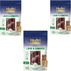 Nutri Canin Rawhide Kuzu Eti Sarılı Kemik Köpek Ödülü 80 gr x 3 Adet et