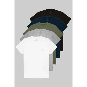 Four Man Bisiklet Yaka Standart Kalıp Basic Pamuklu Erkek T-Shirt 5li Paket