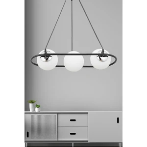 Taşcan Aydınlatma Malo 3 Lü Siyah Krom Beyaz Camlı Çocuk Odası Kolidor Mutfak Yatak Odası Salon Avize