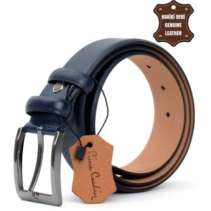 Pierre Cardin PC401 Erkek 4 cm Hakiki Deri Kemer Lacivert