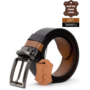 Pierre Cardin PC406 Erkek 4 cm Çift Taraflı Kemer Taba