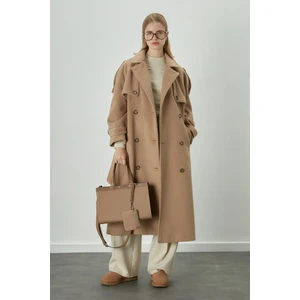 Premıum Kaşe Trenç Kaban Camel