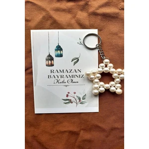 Emtory Home 10 Adet Bayram Hediyesi Inci Anahtarlık Ramazan Hediyesi Kartlı ve Tek Tek Jelatinli