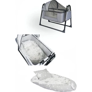 Babynest Yatak ve Yastık+ Sallanır Sepet Beşik Ipek Fileli Bebek Beşiği Hamak 2 Li Set