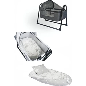 Babynest Yatak ve Yastık+ Sallanır Sepet Beşik Ipek Fileli Bebek Beşiği Hamak 2 Li Set