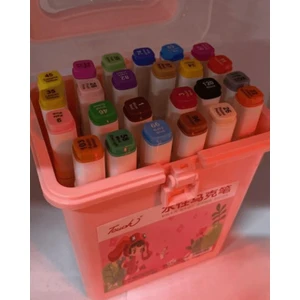 Touch Sketch Marker 24LÜ Çift Uçlu Marker Kalem Seti -Pembe Kutu
