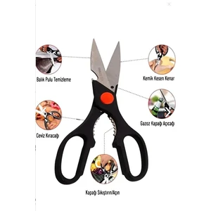 2 Adet Çok Amaçlı Mutfak Makası Paslanmaz Çelik Pizza Börek Tavuk Kesici Ceviz Kırıcı Makas