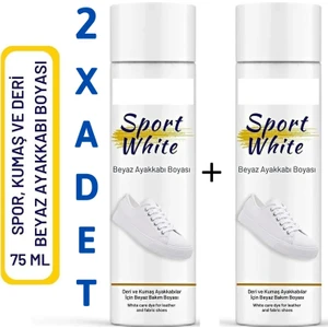 2 Adet Beyaz Ayakkabı, Deri, Kanvas, Sneaker Boyası, Beyazlatıcı Boya Sport White