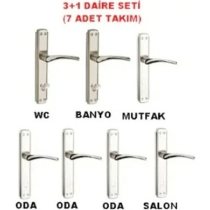 LAÇİNOK TİCARET Bravo Kapı Kolu Saten 3+1 Daire Seti (7 Takım)
