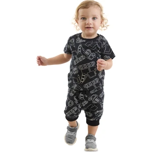 Araba Erkek Bebek Siyah T-Shirt Kapri Şort Takım