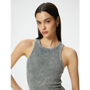 Fitilli Atlet Halter Yaka Basic Soluk Efektli