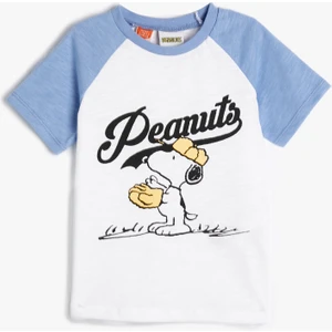 Snoopy Baskılı Lisanslı Tişört Uzun Kollu Bisiklet Yaka