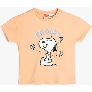 Snoopy Tişört Lisanslı Kısa Kollu Bisiklet Yaka Pamuklu