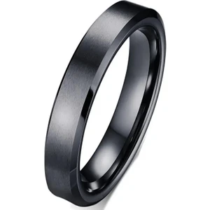 Takı Dükkanı 4 mm Köşeli Mat Düz Model Unisex Erkek Kadın Çelik Alyans Yüzük CL40