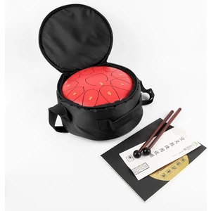 JTN-1011 10 Inç 11 Ses Ton Çelik Handpan Tongue Drum Davulu - Kırmızı