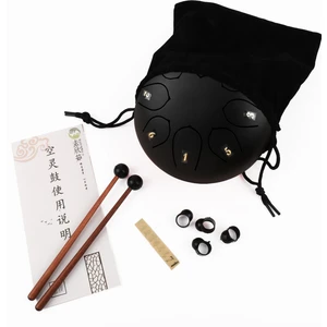 JTN-68 6 Inç 8 Ses Ton Çelik Handpan Tongue Drum Davulu - Siyah