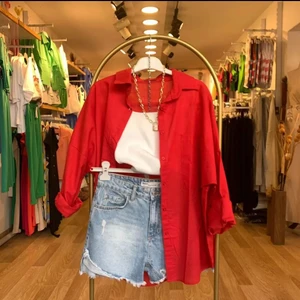 Hc Boutique Büyük Tek Cepli Oversize Keten