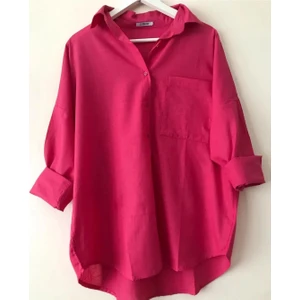 Hc Boutique Büyük Tek Cepli Oversize Keten