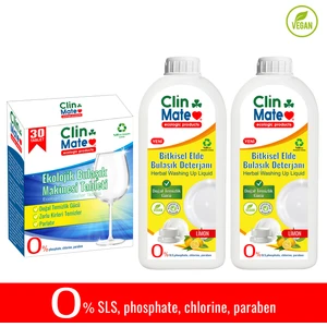 3'lü Set Ekolojik Bulaşıl Tableti 30 Yk + Bitkisel Elde Bulaşık Deterjanı Limon 750 ml 2 Adet