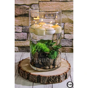 Denizli El Imalati 15 cm genişlik 50 cm Yükseklik - El Işciliği Silindir Vazo Cam PS50 Kalın Taban