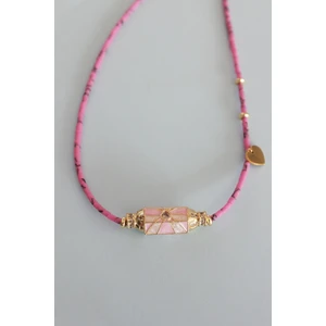 New Obsessions 18k Altın Kaplama Doğal Taşlı Varisit Lovely Tube Kolye