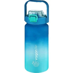 VGN2213-T Mavi-Turkuaz 1500ML Pipetli/pipetsiz Kullanım Çift Renk Softtouch Motivasyon Matarası