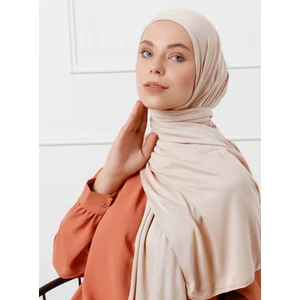 Likralı Penye Viskon Şal 70x180cm - Bej