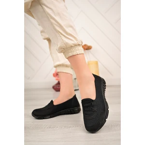 Kadın Siyah Bağcıklı Ortopedik Günlük Spor Ayakkabı