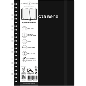 Victoria's Journals Nota Bene Spiralli Premium Sert Kapak Defter 14 8 x 21 cm Çizgili
