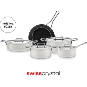 Swiss Crystal Mastermaid 9 Parça Indüksiyon Tabanlı Tencere Seti Cream