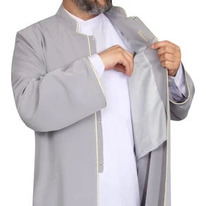 Akıncı Tekstil Hakim Yaka Cübbe Gri - Sarı Biyeli