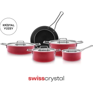 Swiss Crystal Mastermaid 9 Parça Tencere Seti Imperial Red