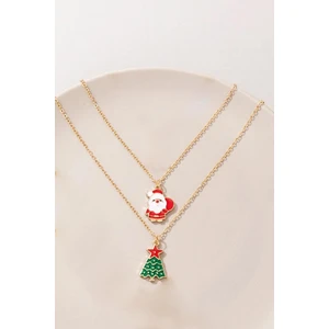 New Obsessions Yılbaşı Noel Baba ve Yılbaşı Ağacı Figür Sallantılı Kolye Seti 2'li Paket