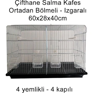 Just Cheap Mavi Kaktüs Çifthane Üretim Kafesi Ortadan Bölmeli 4 Kapı 4 Yemlik Izgaralı Bol Hediyeli
