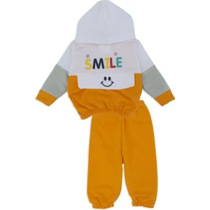 Kız Bebek Smile Baskı Kapüşonlu 2'Li Alt Üst Eşofman Takım
