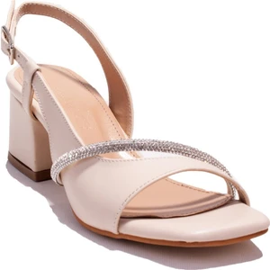 Dza07-928035 Ten Taşlı Klasik Topuklu Kadın Ayakkabı