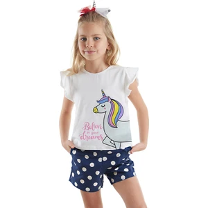 Sim Unicorn Kız Çocuk T-Shirt Poplin Şort Takım