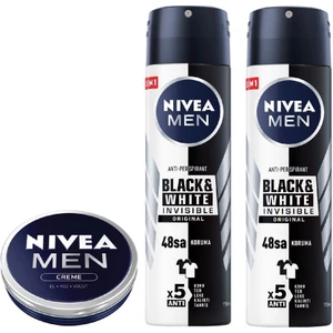 Men Erkek Sprey Deodorant Black&white Invisible Original 150ML X2 Adet ve Men Erkek Bakım Kremi 30ML