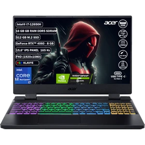 Nitro 5 AN515 Intel Core I7 12650H 16 GB 512 GB SSD Rtx 4060 8 GB Freedos 15,6" 165 Hz Fhd IPS Taşınabilir Bilgisayar NH.QM0EY.009