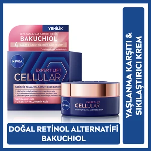 NIVEA Cellular Expert Lift Doğal Retinol Alternatifi Saf Bakuchiol ve Hyaluronik Asit içeren  Karşıtı ve Nemlendirici Gece Kremi 50ml