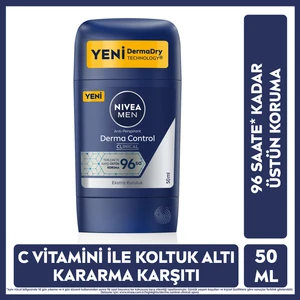 MEN Erkek Stick Deodorant Derma Control Clinical 50 ml, 96 Saat Koruma, Terleme Karşıtı, C Vitamini