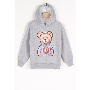 Erkek Çocuk Ayıcık Detaylı Kapüşonlu Sweatshirt