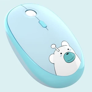 Coverzone Geezer Kablosuz Mouse Wireless Mouse Renkli Ayıcık Tasarım Kablosuz Sessiz Bilgisayar Notebook Laptop Için Fare Pilli Mouse USB Nano Receiver Tak Çalıştır M2