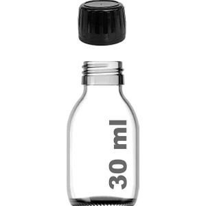 30 ml Şeffaf Kilitli Siyah Kapak Shot Şişesi 30 Cc Ginger Şat Beyaz Cam Şişe 1 Adet