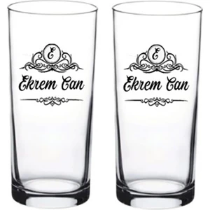 Black Bonds Blackbonds 2 Li Kişiye Özel Isim ve Harf Baskılı Rakı ve Meşrubat Bardağı